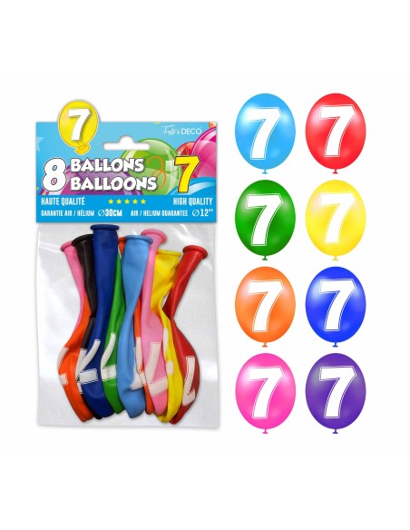 8 ballons chiffre 7 pour décoration anniversaire enfant