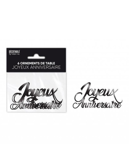 6 décorations couleur de table Joyeux Anniversaire enfant et adulte