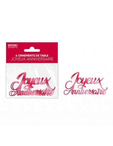 6 décorations couleur de table Joyeux Anniversaire enfant et adulte