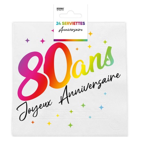 6 gobelets 80 ans Joyeux Anniversaire multicolore