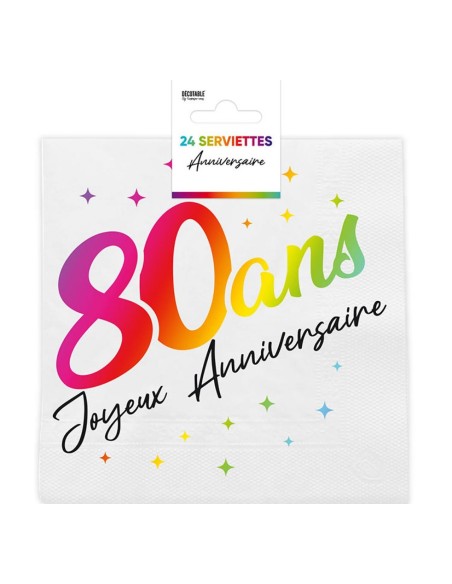 6 gobelets 80 ans Joyeux Anniversaire multicolore
