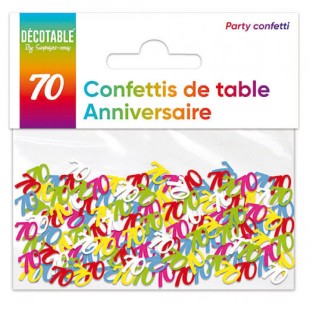 Confettis de table chiffre 70 ans Joyeux Anniversaire multicolore
