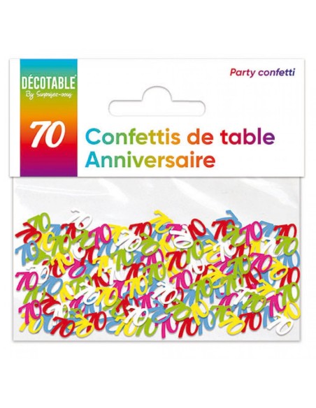 Confettis de table chiffre 70 ans Joyeux Anniversaire multicolore
