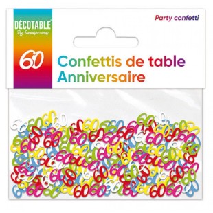 Confettis de table chiffre 60 ans Joyeux Anniversaire multicolore
