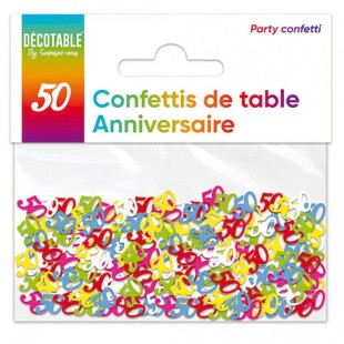 Confettis de table chiffre 50 ans Joyeux Anniversaire multicolore