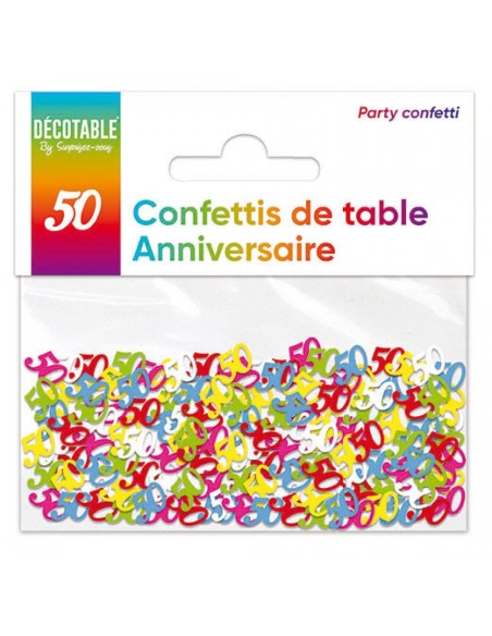 Confettis de table chiffre 50 ans Joyeux Anniversaire multicolore