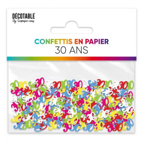Confettis de table chiffre 30 ans Joyeux Anniversaire multicolore