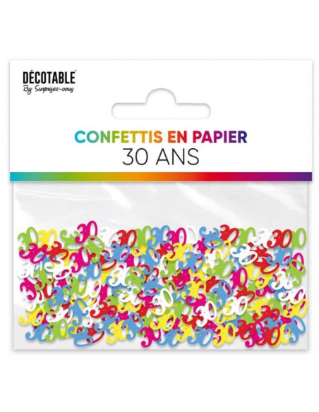 Confettis de table chiffre 30 ans Joyeux Anniversaire multicolore