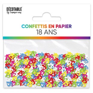Confettis de table chiffre 18 ans Joyeux Anniversaire multicolore