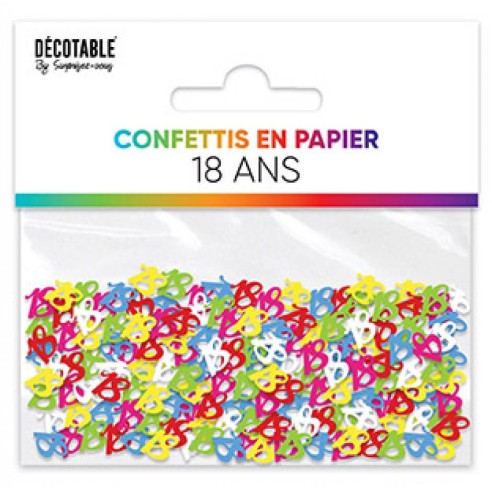 Confettis de table chiffre 18 ans Joyeux Anniversaire multicolore