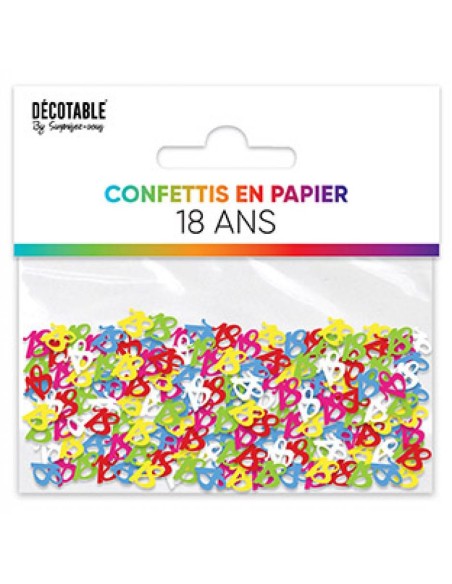 Confettis de table chiffre 18 ans Joyeux Anniversaire multicolore