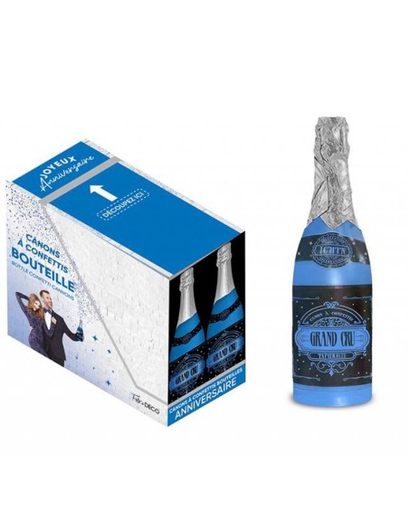 Canon à confettis en forme de bouteille de champagne chez Festimania