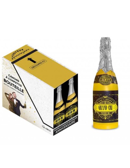 Canon à confettis en forme de bouteille de champagne chez Festimania