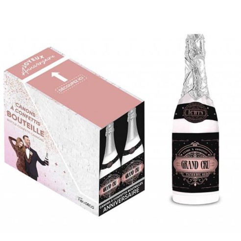 Canon à confettis en forme de bouteille de champagne chez Festimania