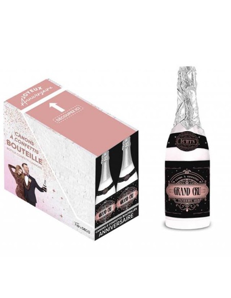 Canon à confettis en forme de bouteille de champagne chez Festimania