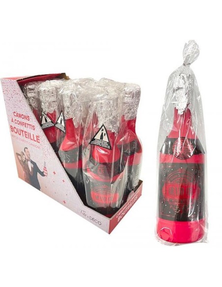 Canon à confettis en forme de bouteille de champagne chez Festimania