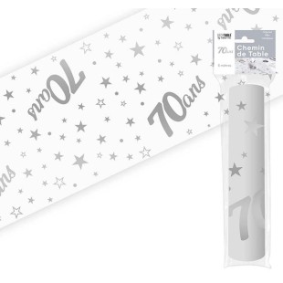 Chemin de table 70 ans Joyeux Anniversaire argenté 5 mètres