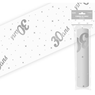 Chemin de table 30 ans Joyeux Anniversaire argenté 5 mètres