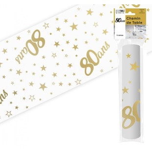 Chemin de table 80 ans Joyeux Anniversaire doré 5 mètres
