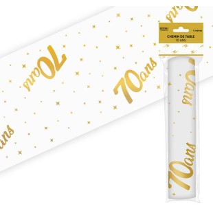 Chemin de table 70 ans Joyeux Anniversaire doré 5 mètres