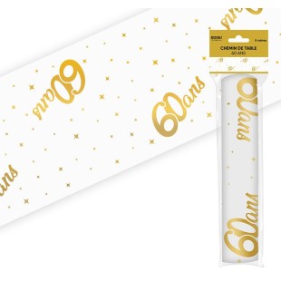 Chemin de table 60 ans Joyeux Anniversaire doré 5 mètres