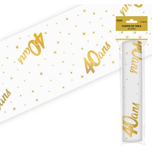 Chemin de table 40 ans Joyeux Anniversaire doré 5 mètres