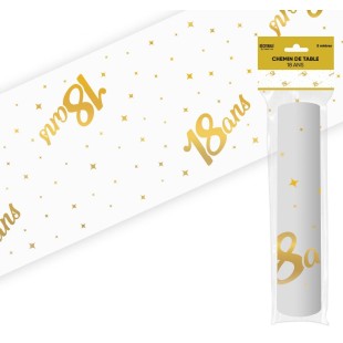 Chemin de table 18 ans Joyeux Anniversaire doré 5 mètres