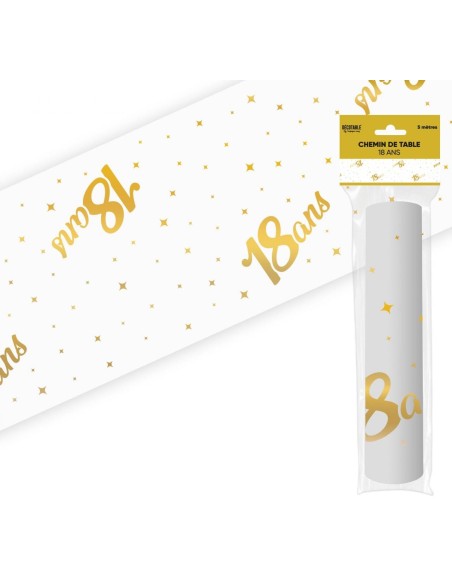 Chemin de table 18 ans Joyeux Anniversaire doré 5 mètres