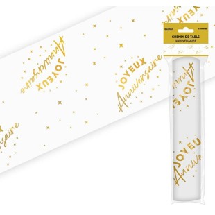 Chemin de table Joyeux Anniversaire doré 5 mètres