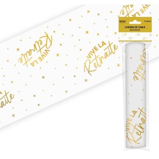 Chemin de table Vive la Retraite doré 5 mètres