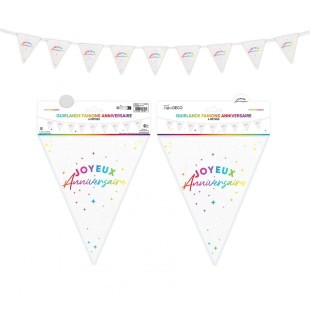 Guirlande fanions Joyeux Anniversaire multicolore 6m déco de salle