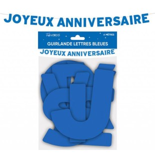 Guirlande lettres couleur Joyeux Anniversaire 4m pour déco de salle