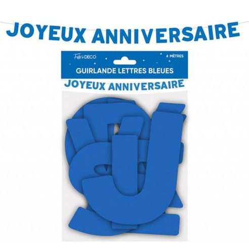 Guirlande lettres couleur Joyeux Anniversaire 4m pour déco de salle