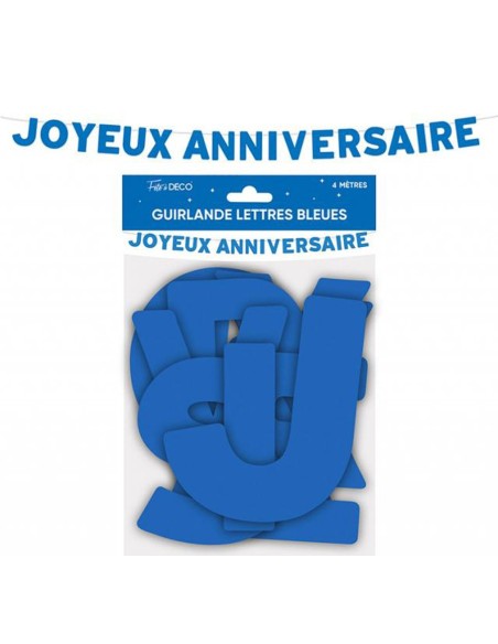 Guirlande lettres couleur Joyeux Anniversaire 4m pour déco de salle
