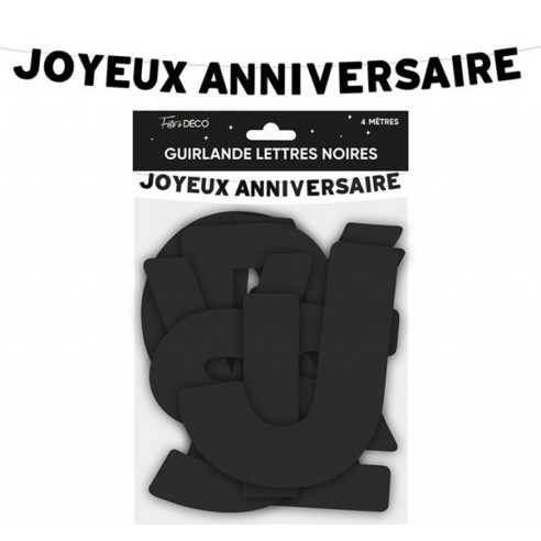 Guirlande lettres couleur Joyeux Anniversaire 4m pour déco de salle