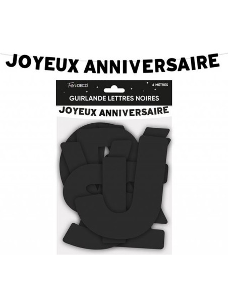 Guirlande lettres couleur Joyeux Anniversaire 4m pour déco de salle