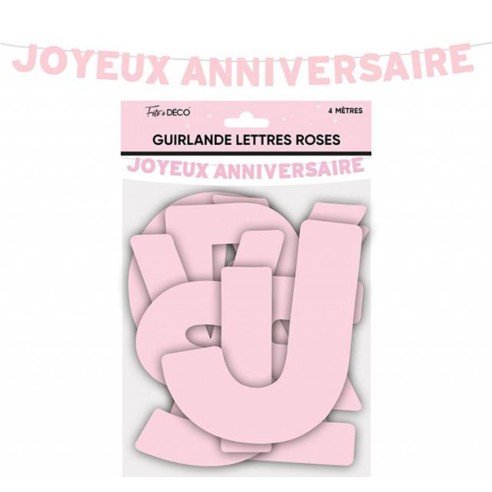 Guirlande lettres couleur Joyeux Anniversaire 4m pour déco de salle