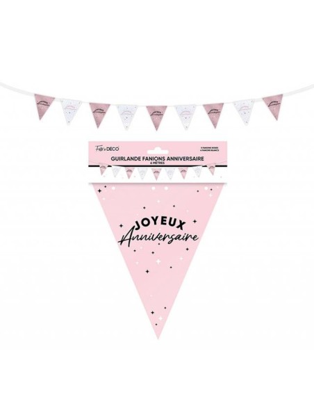 Guirlande fanions couleur Joyeux Anniversaire 6m pour déco de salle