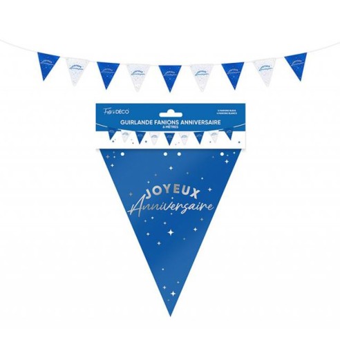 Guirlande fanions couleur Joyeux Anniversaire 6m pour déco de salle