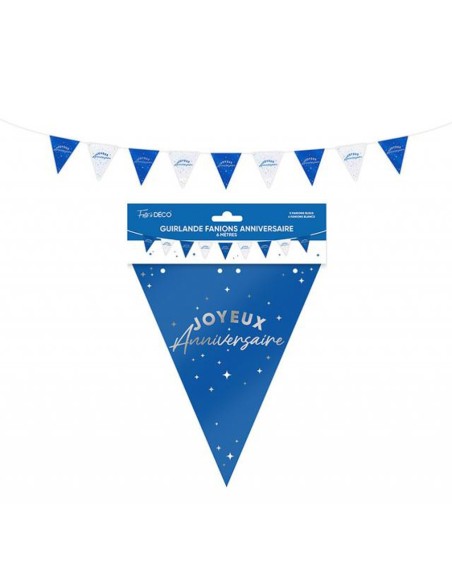 Guirlande fanions couleur Joyeux Anniversaire 6m pour déco de salle