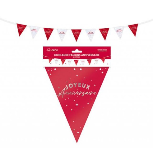 Guirlande fanions couleur Joyeux Anniversaire 6m pour déco de salle
