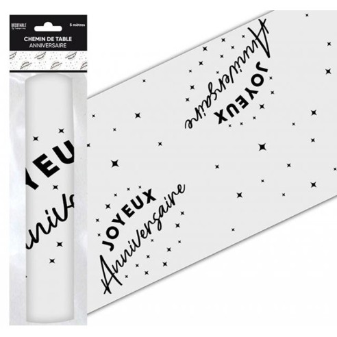 Chemin de table Joyeux Anniversaire couleur pour adultes et enfants