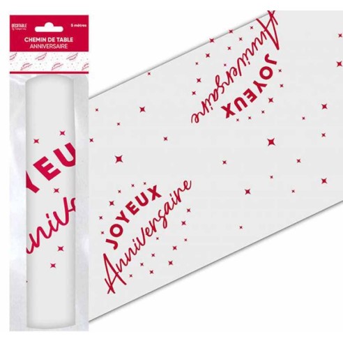 Chemin de table Joyeux Anniversaire couleur pour adultes et enfants