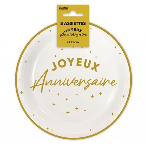 Assiettes Joyeux Anniversaire colorées 18cm pour adultes et enfants