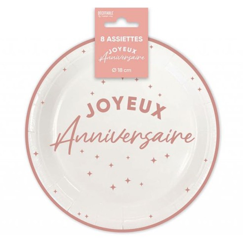 Assiettes Joyeux Anniversaire colorées 18cm pour adultes et enfants