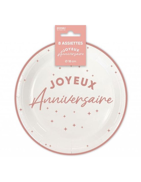 Assiettes Joyeux Anniversaire colorées 18cm pour adultes et enfants