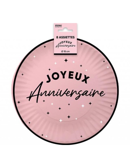 Assiettes Joyeux Anniversaire colorées 18cm pour adultes et enfants