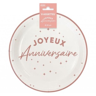 Assiettes Joyeux Anniversaire colorées 23cm pour adultes et enfants
