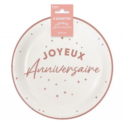 Assiettes Joyeux Anniversaire colorées 23cm pour adultes et enfants