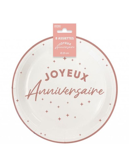 Assiettes Joyeux Anniversaire colorées 23cm pour adultes et enfants